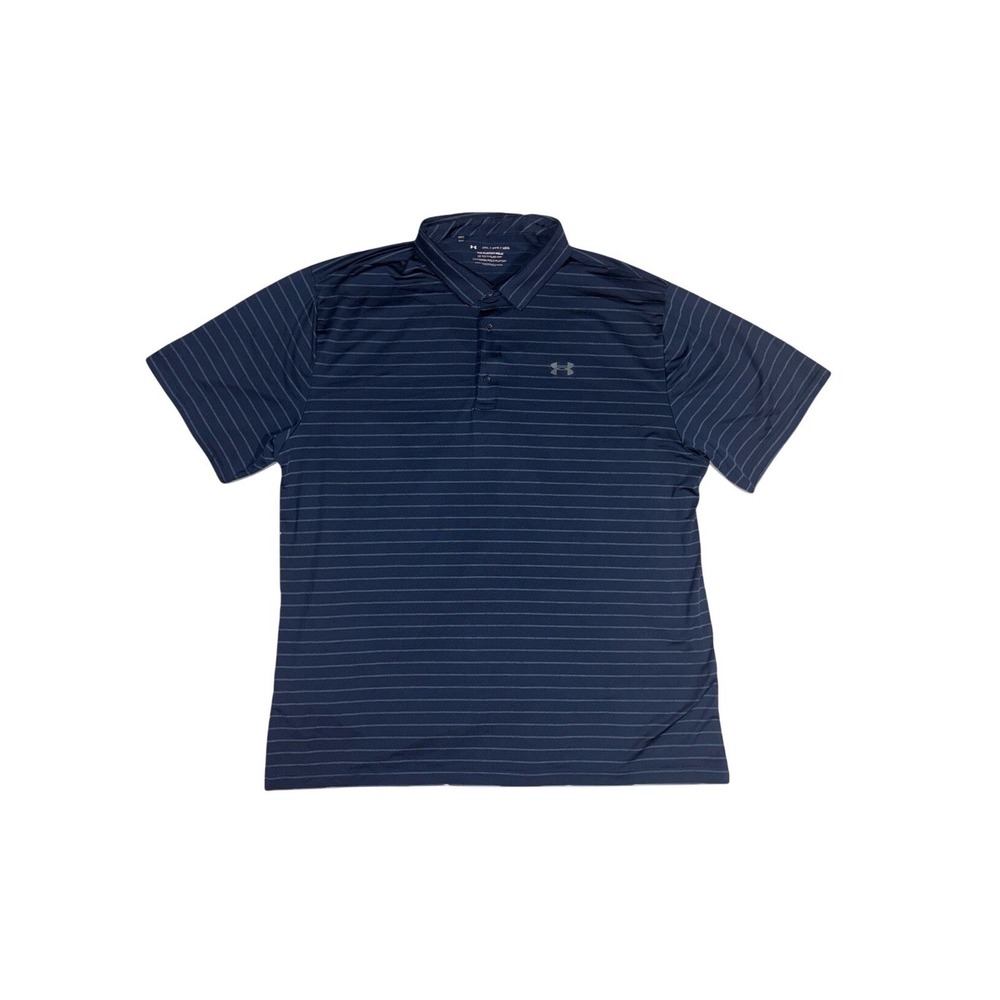 UNDER ARMOUR Playoff‎ Polo Mens 3XL Navy Striped Golf Performance Shirt 1327037